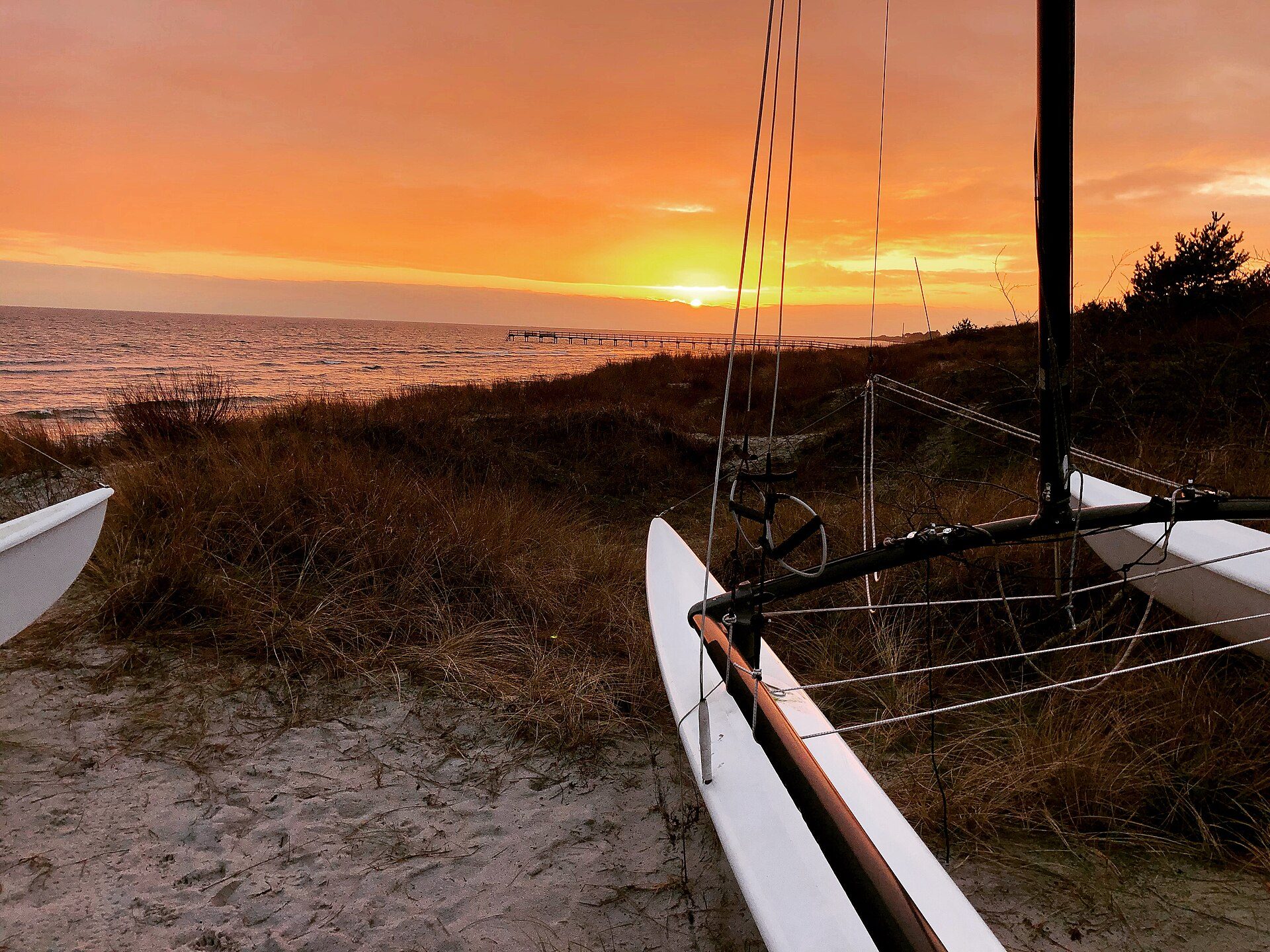 Solnedgang over klitterne og havet ved Falsterbo strand