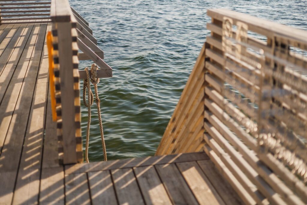 Wooden steps down into the sea at Bjerreds Saltsjöbad