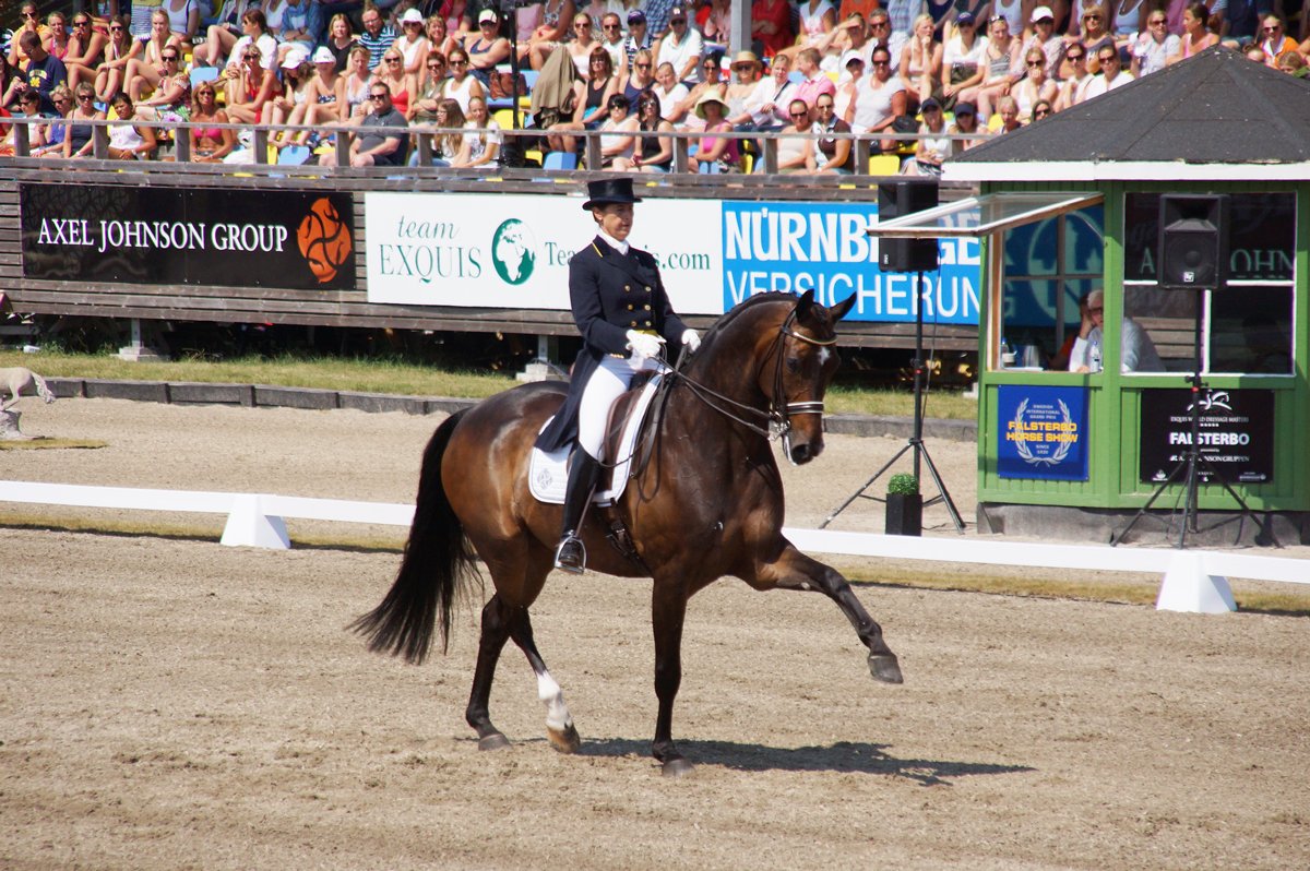 Tinne Vilhelmson Silfvén og Don Auriello på dressurbanen i Falsterbo, 2013